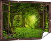 Gards Tuinposter Doorkijk Groene Tropische Jungle Bos - 120x80 cm - Tuindoek - Tuindecoratie - Wanddecoratie buiten - Tuinschilderij