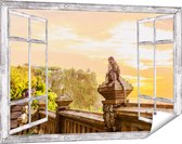 Gards Affiche de jardin Singe transparent au Temple d'Uluwatu à Bali - 120x80 cm - Toile jardin - Décoration de jardin - Décoration murale extérieur - Tableau jardin