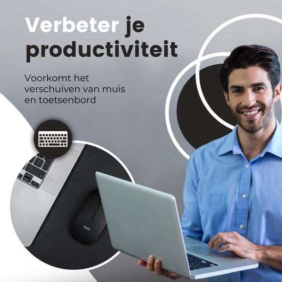 WURK Muismat 90x45 - XXL - Bureau Onderlegger - Bureau Organizer - Bureaumat - Inclusief Kabel Clip – Zwart