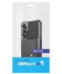 Verpakking met zwart telefoonhoesje met pasjeshouder en magneet symbool. 'selected by GSMpunt.nl'.