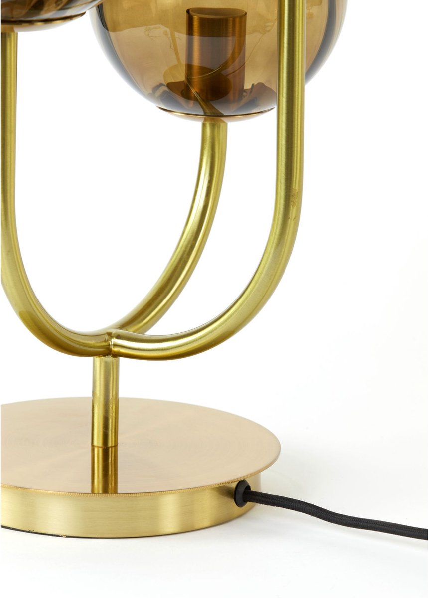 Retro tafellamp goud rookglas Light & Living Lotta