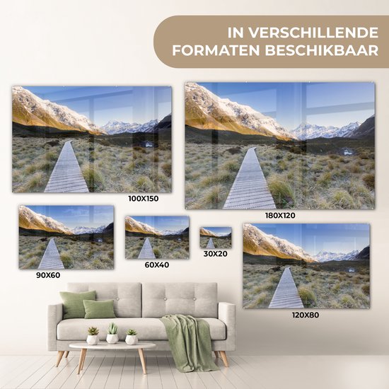 Chemin des montagnes sur Glas 120x80 cm - Tirage photo sur Glas (décoration murale en plexiglas)
