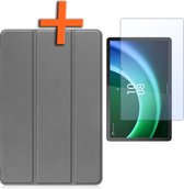 Hoes Geschikt voor Lenovo Tab P11 (2e Gen) Hoes Tri-fold Tablet Hoesje Case Met Screenprotector - Hoesje Geschikt voor Lenovo Tab P11 (2nd Gen) Hoesje Hardcover Bookcase - Grijs