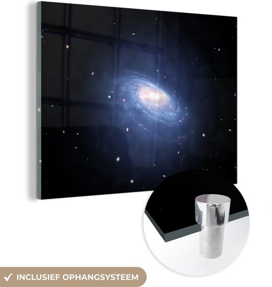 MuchoWow® Glasschilderij 40x30 cm - Schilderij acrylglas - Een illustratie van een verlichtte Melkweg - Foto op glas - Schilderijen