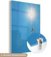 MuchoWow® Glasschilderij 30x40 cm - Schilderij acrylglas - Meeuw onder de zon - Foto op glas - Schilderijen