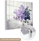 MuchoWow® Peinture sur verre - Lilas dans un vase - 90x90 cm - Peintures sur verre acrylique - Photo sur Glas