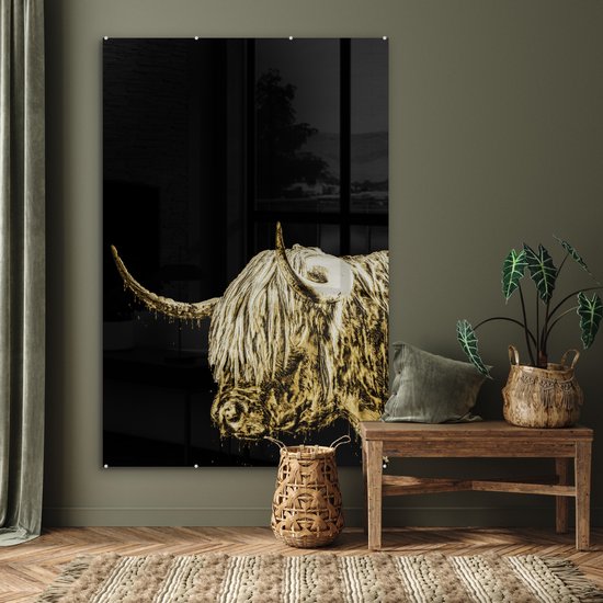 Peintures sur verre - Scottish Highlander - Zwart - Or - 100x150 cm - Peintures Plexiglas