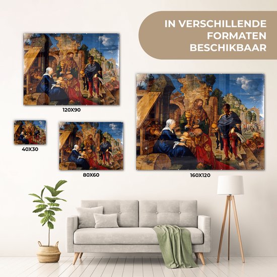 MuchoWow® Peinture sur verre 160x120 cm - Peinture sur verre acrylique - Adoration des Mages - peinture d' Albrecht Dürer - Photo sur verre - Peintures