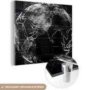 MuchoWow® Glasschilderij 90x90 cm - Schilderij acrylglas - Aarde - Lijn - Zwart - Wit - Foto op glas - Schilderijen