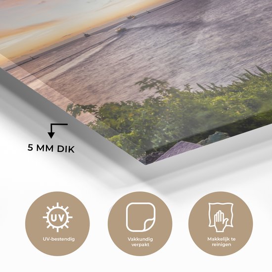 MuchoWow® Peinture sur verre 180x120 cm - Peinture sur verre acrylique - Coucher de soleil à Kaohsiong - Photo sur verre - Peintures