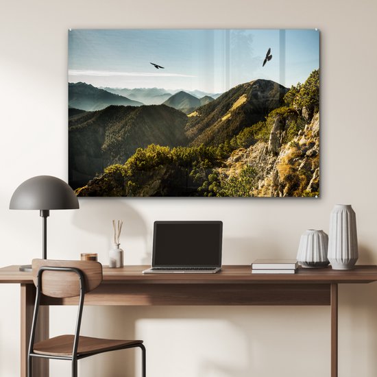 Peinture sur Verre - Alpes - Vogels - Forêt - 120x80 cm - Peintures sur Verre Peintures - Photo sur Glas