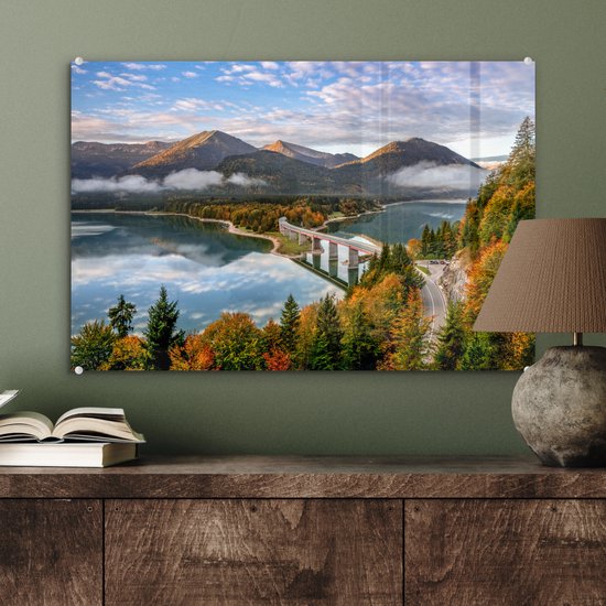 Peinture sur Verre - Alpes - Pont - Forêt - 60x40 cm - Peintures sur Verre Peintures - Photo sur Glas