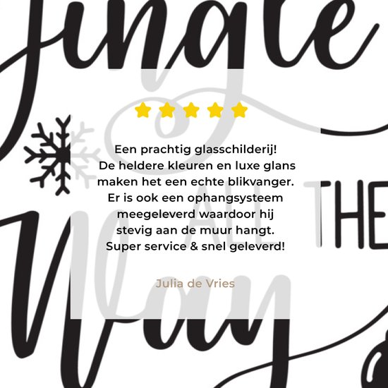 MuchoWow® Peinture sur verre 180x120 cm - Peinture sur verre acrylique - Citation de Noël "Jingle all the way" avec fond blanc - Photo sur verre - Peintures