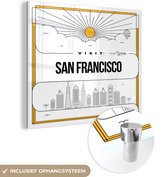 MuchoWow® Glasschilderij - San Francisco - Skyline - Wit - 90x90 cm - Acrylglas Schilderijen - Foto op Glas