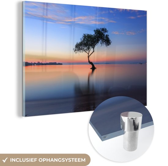 MuchoWow® Peinture sur verre 120x80 cm - Peinture sur verre acrylique - Arbre dans l'eau - Photo sur verre - Peintures
