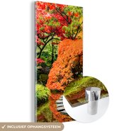 Glasschilderij - Foto op glas - Bomen - Stenen - Pad - Natuur - Japans - Acrylglas - Muurdecoratie - 40x80 cm - Glasschilderij natuur - Wanddecoratie - Schilderij glas - Schilderijen woonkamer