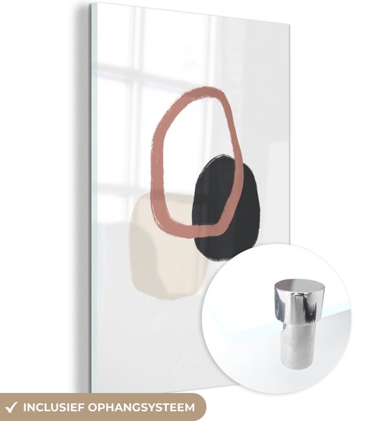 MuchoWow® Peinture sur verre 100x150 cm - Peinture sur verre acrylique - Pastel - Minimalisme - Formes géométriques - Photo sur verre - Peintures