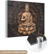 Glasschilderij - Foto op glas - Boeddha - Buddha beeld - Meditatie - Mantra - Spiritueel - Wanddecoratie - Acrylglas - Schilderij glas - 40x30 cm - Schilderijen woonkamer