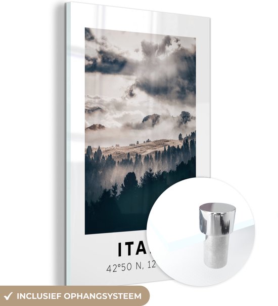 MuchoWow® Peinture sur verre - Italie - Dolomites - Forêt - Brouillard - 40x60 cm - Peintures sur verre acrylique - Photo sur Glas