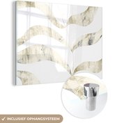 MuchoWow® Glasschilderij 40x30 cm - Schilderij acrylglas - Bladeren - Pastel - Design - Foto op glas - Schilderijen