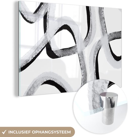 MuchoWow® Glasschilderij 30x20 cm - Schilderij acrylglas - Lijn - Minimalisme - Design - Foto op glas - Schilderijen