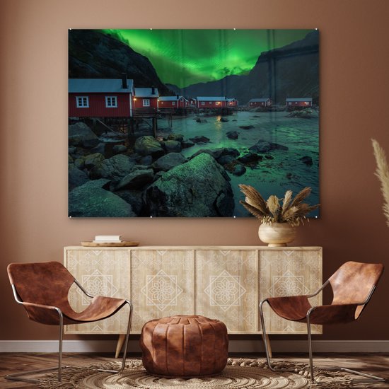 MuchoWow® Peinture sur Verre - Aurores Boréales - Norvège - Nuit - 160x120 cm - Peintures sur Verre Acrylique - Photo sur Glas