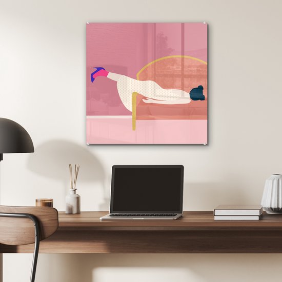 MuchoWow® Peinture sur verre 50x50 cm - Peinture sur verre acrylique - Vintage - Femmes - Pastel - Photo sur verre - Peintures