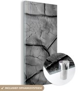 Glasschilderij - Zwart - Wit - Klei - Steen - 40x80 cm - Schilderij glas - Kamerdecoratie