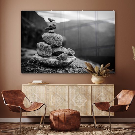 MuchoWow® Peinture sur verre 180x120 cm - Peinture sur verre - Pierres d'équilibrage en Norvège - Photo sur verre acrylique - Peintures