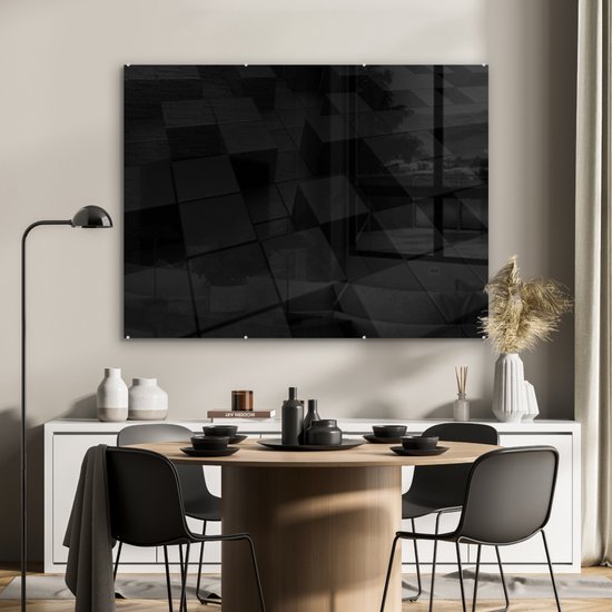 MuchoWow® Peinture sur verre 120x90 cm - Peinture sur verre acrylique - Cube - Zwart - Wit - Motifs - Photo sur verre - Peintures