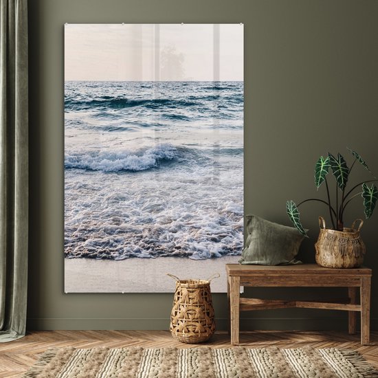 MuchoWow® Peinture sur verre 120x180 cm - Peinture acrylique sur verre - Mer - Plage - Été - Photo sur verre - Peintures