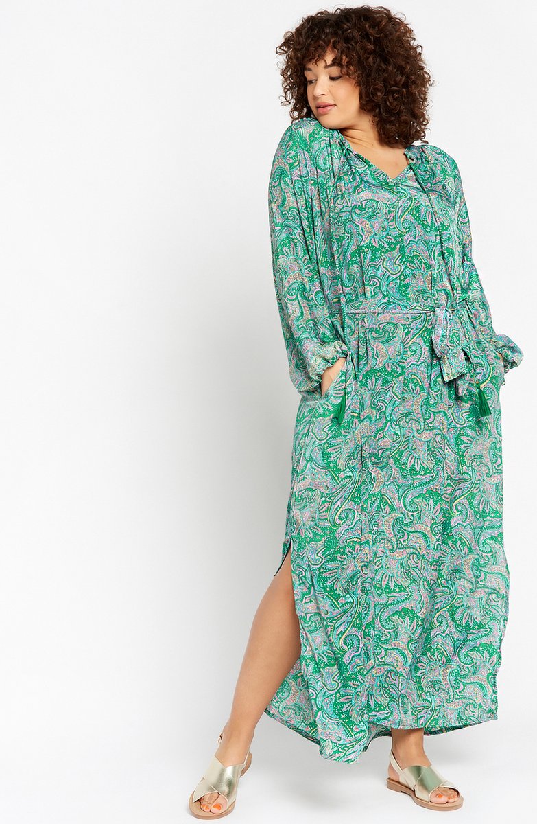 LolaLiza Maxi-jurk met paisleyprint - Green - Maat S/M | bol