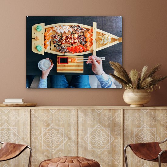 Peinture sur Verre - Sushi au Restaurant Japonais - 80x60 cm - Peintures sur Verre Peintures - Photo sur Glas
