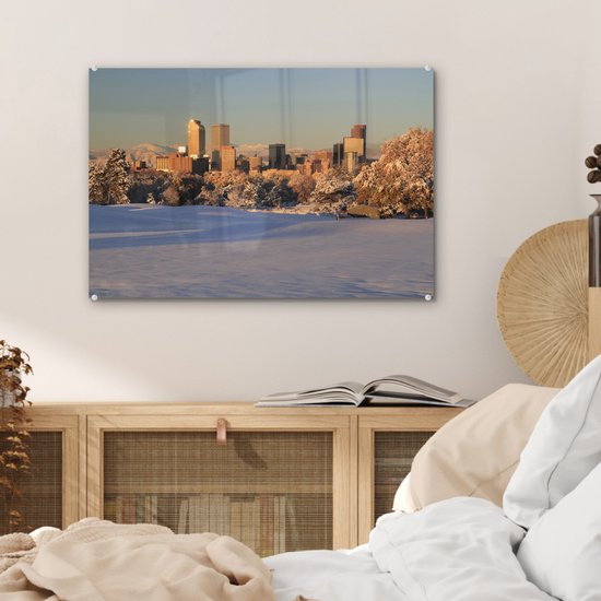 Un Denver enneigé aux États-Unis Plexiglas 60x40 cm - Tirage photo sur Glas (décoration murale en plexiglas)