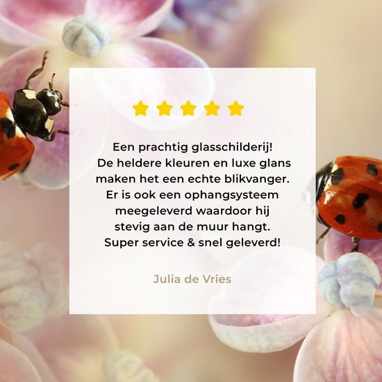 MuchoWow® Peinture sur Verre - Fleurs - Pétales - Coccinelle - 150x100 cm - Peintures sur Verre Peintures - Photo sur Glas