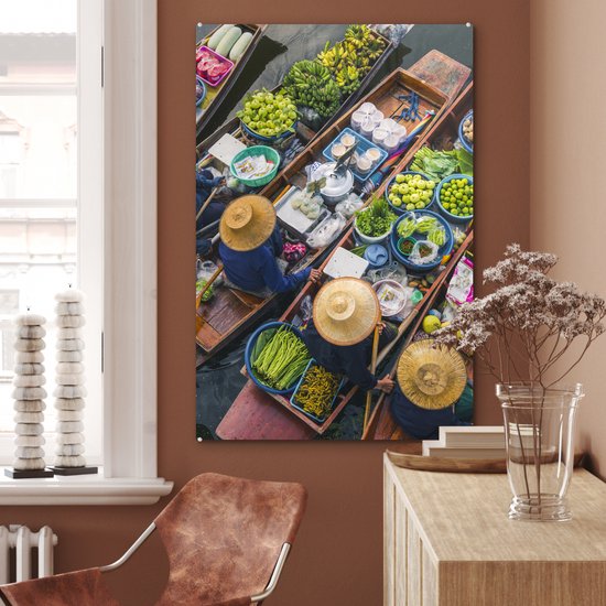 MuchoWow® Peinture sur Verre - Bangkok - Thaïlande - Marché - 80x120 cm - Peintures sur Verre Acrylique - Photo sur Glas