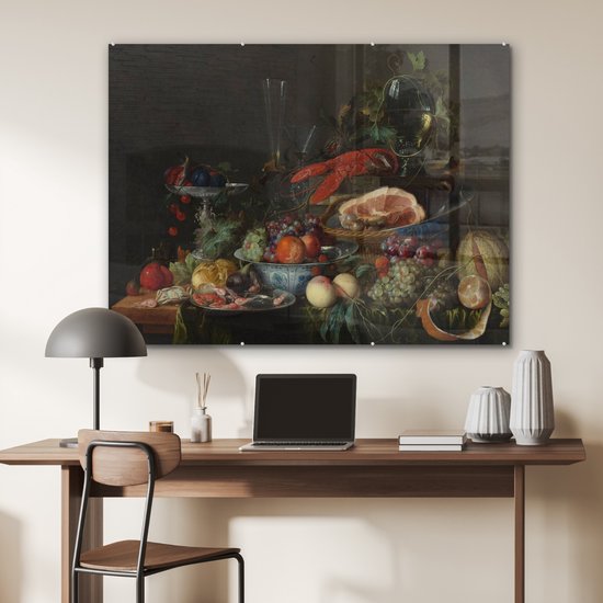 MuchoWow® Peinture sur verre - Nature morte au homard - peinture de Jan Davidsz de Heem - 120x90 cm - Peintures sur verre acrylique - Photo sur Glas
