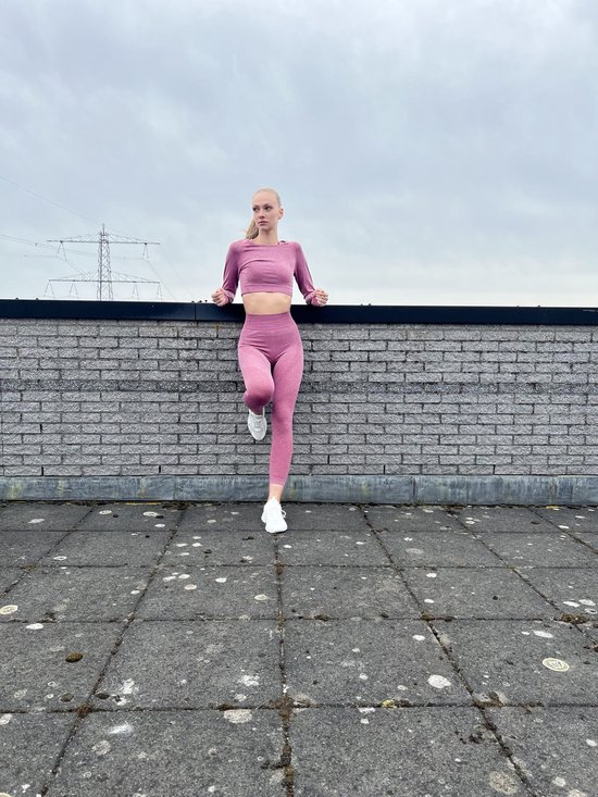 5-Delig Sportsetje-Roze - Maat M - Fitness - gym kleding - Yoga set - sport kleding voor dames