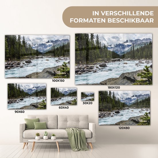 Rivière près d'une montagne au Canada Plexiglas 60x40 cm - Tirage photo sur Glas (décoration murale en plexiglas)