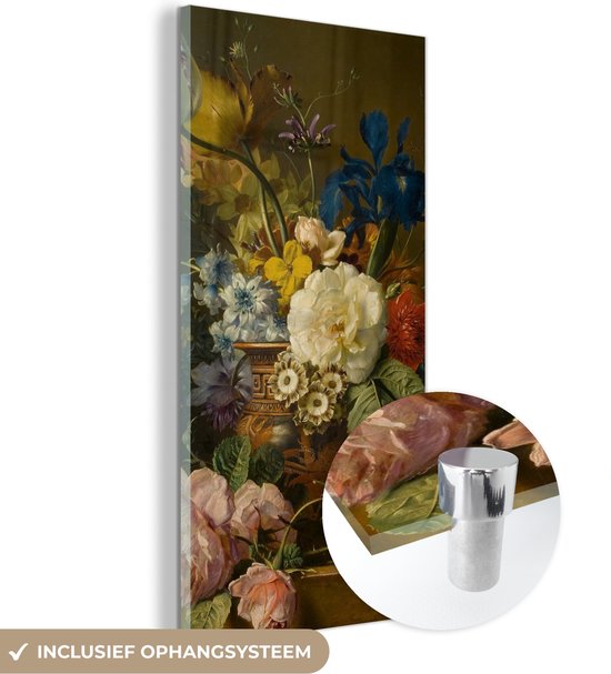 MuchoWow® Glasschilderij 80x160 cm - Schilderij acrylglas - Bloemstilleven - Schilderij van G.J.J Van Os - Foto op glas - Schilderijen