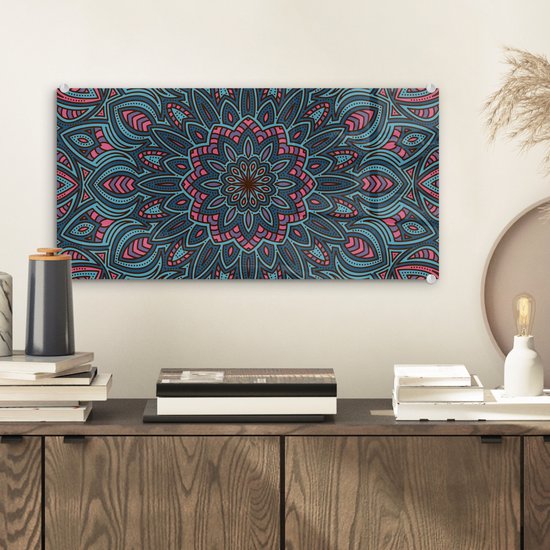 MuchoWow® Peinture sur Verre - Mandala avec Formes de la Nature - 40x20 cm - Peintures sur Verre Acrylique - Photo sur Glas