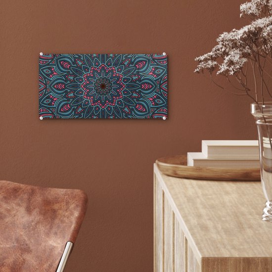 MuchoWow® Peinture sur Verre - Mandala avec Formes de la Nature - 40x20 cm - Peintures sur Verre Acrylique - Photo sur Glas