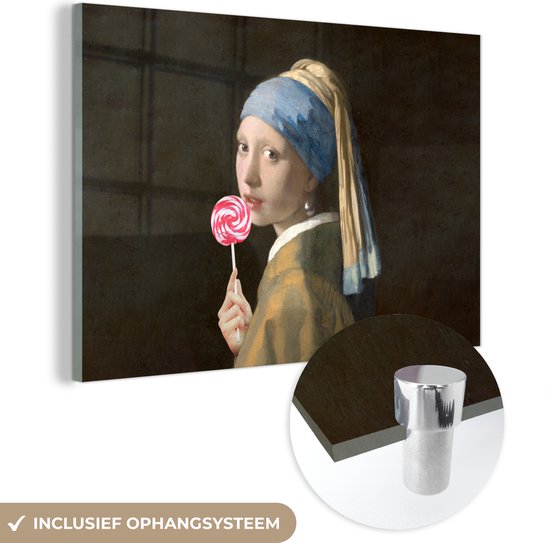 Peinture sur Verre - Fille à la Perle - Johannes Vermeer - Sucette - 60x40 cm - Peintures sur Verre Peintures - Photo sur Glas