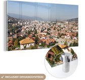 MuchoWow® Glasschilderij 40x20 cm - Schilderij acrylglas - Traditionele oranje daken van Sarajevo in Bosnië en Herzegovina - Foto op glas - Schilderijen