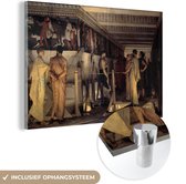 MuchoWow® Glasschilderij 180x120 cm - Schilderij acrylglas - Phidias Showing the Frieze of the Parthenon to his Friends - Lawrence Alma Tadema - Foto op glas - Schilderijen