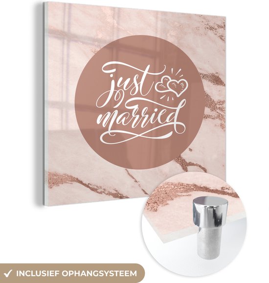 MuchoWow® Peinture sur verre 20x20 cm - Peinture acrylique sur verre - Proverbes - Jeunes mariés - Mariage - Citations - Photo sur verre - Peintures