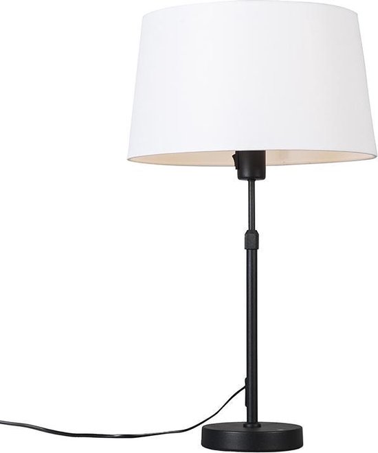 QAZQA Parte - Lampe de table avec abat-jour - 1 lumière - H 700 mm - Zwart