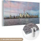 MuchoWow® Glasschilderij 40x20 cm - Schilderij acrylglas - Manhattan - New York - Stad - Foto op glas - Schilderijen