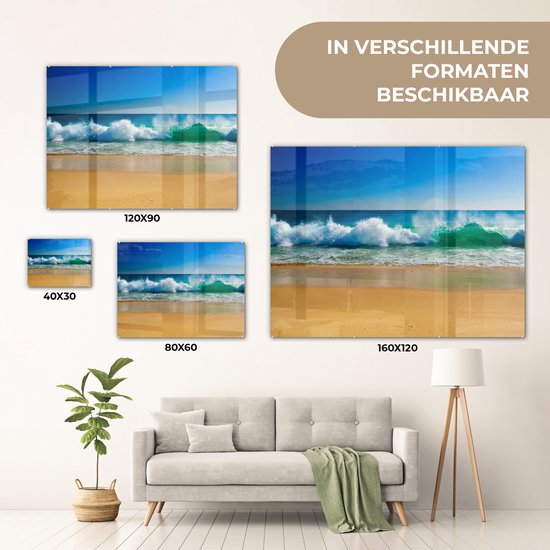 MuchoWow® Peinture sur verre 80x60 cm - Peinture sur verre acrylique - Mer - Golf - Plage - Photo sur verre - Peintures
