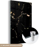 MuchoWow® Peinture sur verre 40x60 cm - Peinture sur verre acrylique - Marbre - Chaux - Zwart - Or - Photo sur verre - Peintures